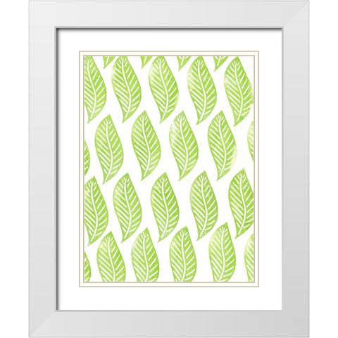 Lino Leaf II White Modern Wood Framed Art Print with Double Matting by Moore, Regina