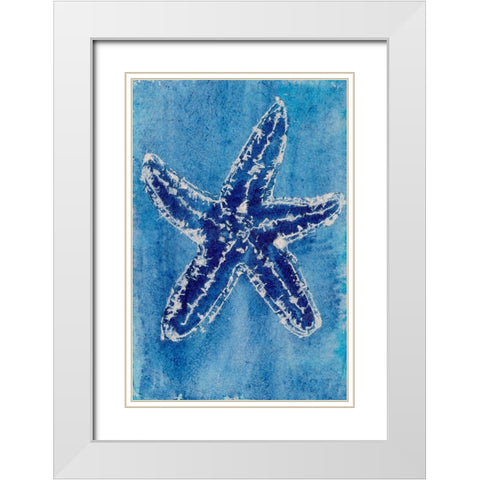 Cerulean Shells III White Modern Wood Framed Art Print with Double Matting by Moore, Regina