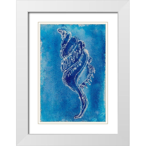 Cerulean Shells IV White Modern Wood Framed Art Print with Double Matting by Moore, Regina