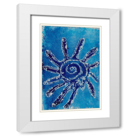 Cerulean Shells V White Modern Wood Framed Art Print with Double Matting by Moore, Regina