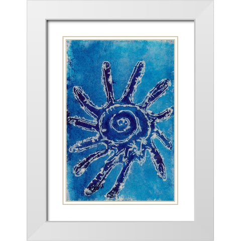 Cerulean Shells V White Modern Wood Framed Art Print with Double Matting by Moore, Regina