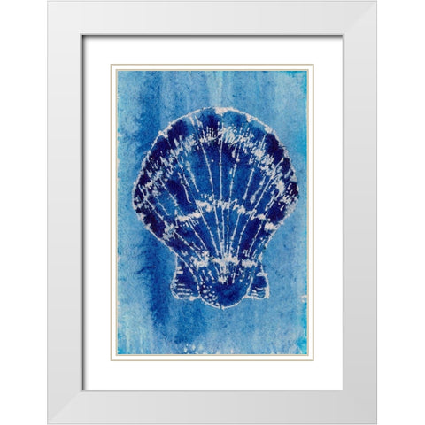 Cerulean Shells VI White Modern Wood Framed Art Print with Double Matting by Moore, Regina