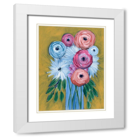 Fictitious Floral I White Modern Wood Framed Art Print with Double Matting by Moore, Regina