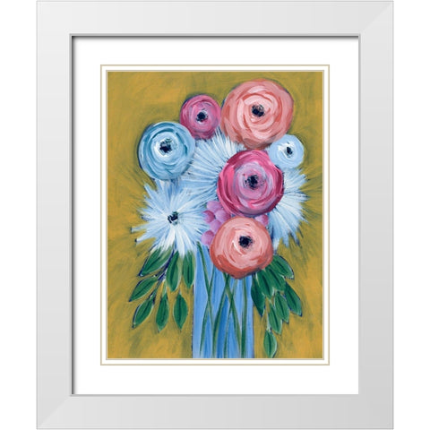 Fictitious Floral I White Modern Wood Framed Art Print with Double Matting by Moore, Regina