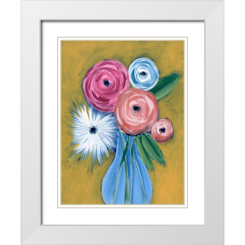 Fictitious Floral II White Modern Wood Framed Art Print with Double Matting by Moore, Regina