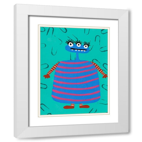 Happy Creatures III White Modern Wood Framed Art Print with Double Matting by Moore, Regina