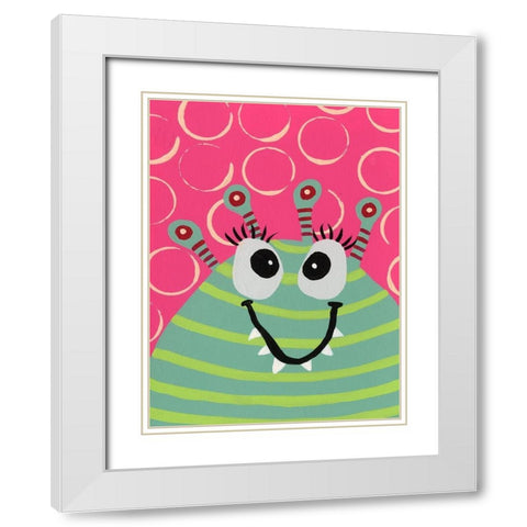 Happy Creatures VII White Modern Wood Framed Art Print with Double Matting by Moore, Regina