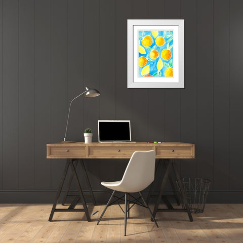 Summer Citrus I White Modern Wood Framed Art Print with Double Matting by Moore, Regina