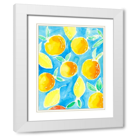 Summer Citrus I White Modern Wood Framed Art Print with Double Matting by Moore, Regina