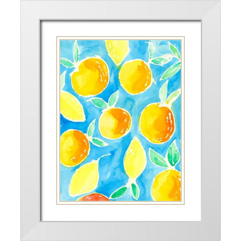 Summer Citrus I White Modern Wood Framed Art Print with Double Matting by Moore, Regina