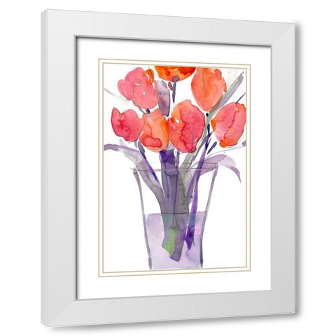 My Red Tulips II White Modern Wood Framed Art Print with Double Matting by Dixon, Samuel