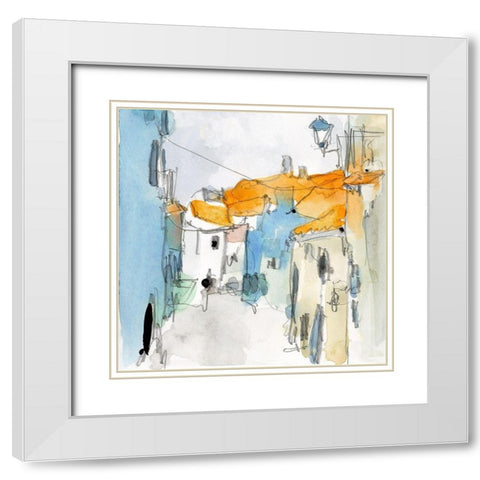 Along the Spanish Sidewalk I White Modern Wood Framed Art Print with Double Matting by Dixon, Samuel