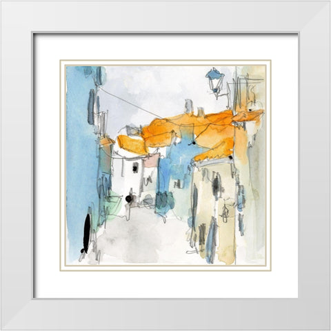 Along the Spanish Sidewalk I White Modern Wood Framed Art Print with Double Matting by Dixon, Samuel