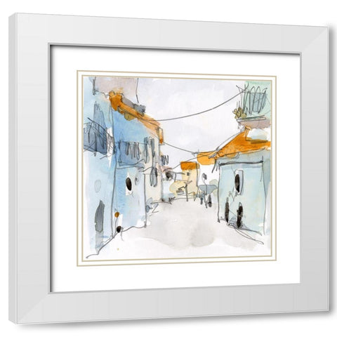 Along the Spanish Sidewalk II White Modern Wood Framed Art Print with Double Matting by Dixon, Samuel