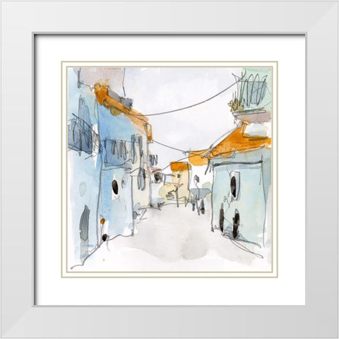 Along the Spanish Sidewalk II White Modern Wood Framed Art Print with Double Matting by Dixon, Samuel
