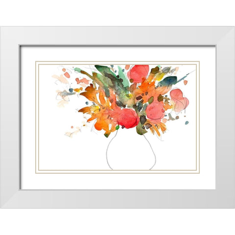 Expressive Bouquet II White Modern Wood Framed Art Print with Double Matting by Dixon, Samuel