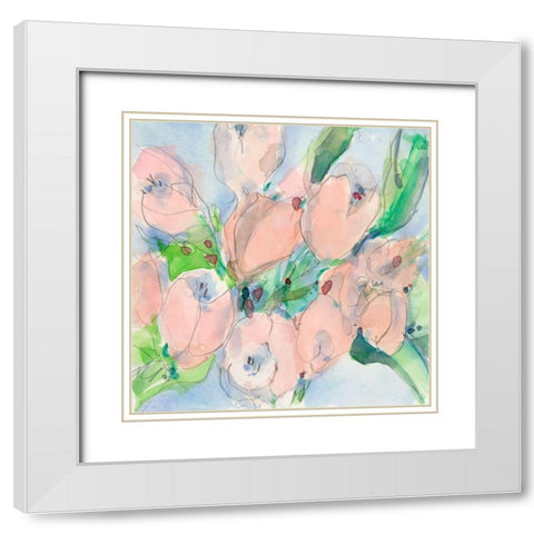 Tulip Bouquet II White Modern Wood Framed Art Print with Double Matting by Dixon, Samuel