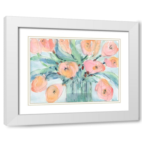 Tulip Bouquet III White Modern Wood Framed Art Print with Double Matting by Dixon, Samuel