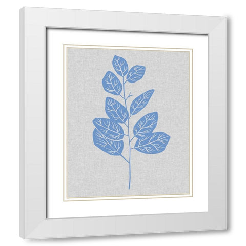 Blue Stem I White Modern Wood Framed Art Print with Double Matting by Wang, Melissa