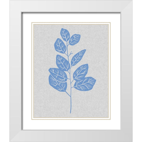 Blue Stem I White Modern Wood Framed Art Print with Double Matting by Wang, Melissa