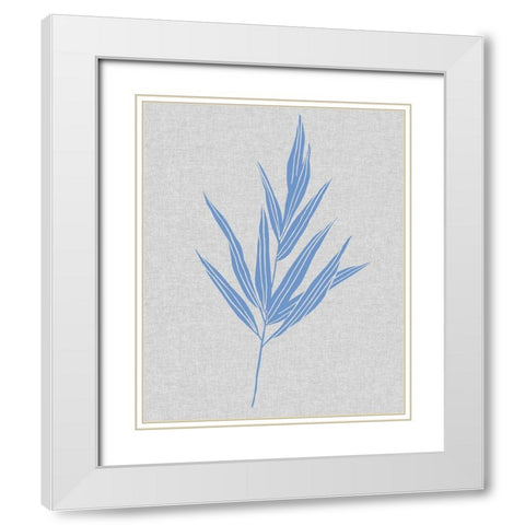 Blue Stem II White Modern Wood Framed Art Print with Double Matting by Wang, Melissa