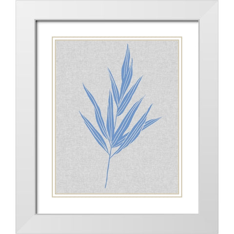 Blue Stem II White Modern Wood Framed Art Print with Double Matting by Wang, Melissa