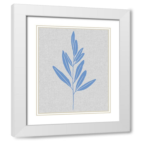 Blue Stem III White Modern Wood Framed Art Print with Double Matting by Wang, Melissa