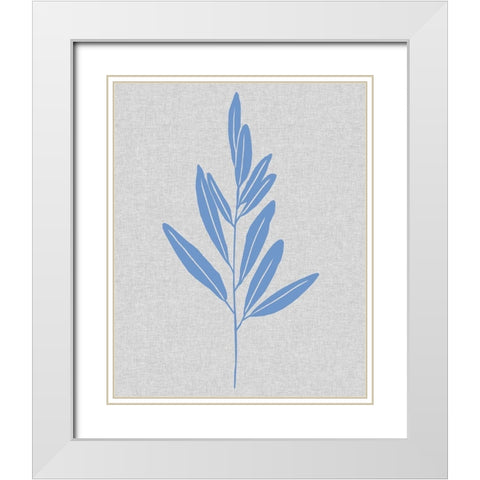 Blue Stem III White Modern Wood Framed Art Print with Double Matting by Wang, Melissa