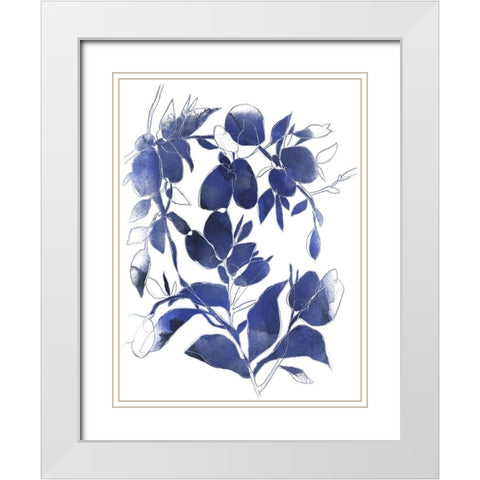 Indigo Branch I White Modern Wood Framed Art Print with Double Matting by Vess, June Erica