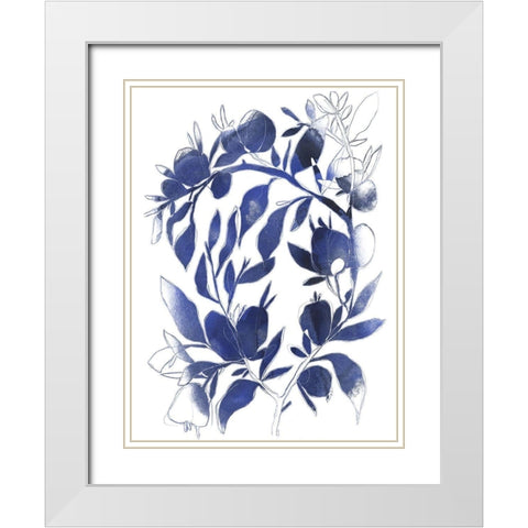 Indigo Branch II White Modern Wood Framed Art Print with Double Matting by Vess, June Erica