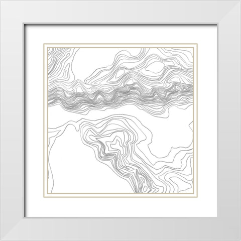 Topography Contour II White Modern Wood Framed Art Print with Double Matting by Vess, June Erica
