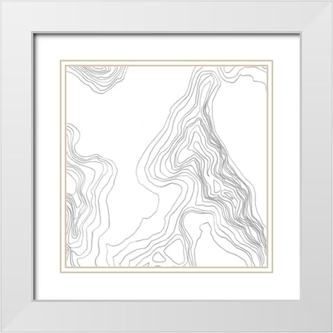 Topography Contour IV White Modern Wood Framed Art Print with Double Matting by Vess, June Erica