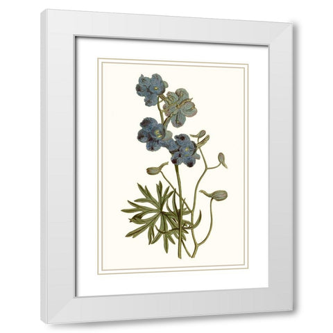 Soft Blue Botanicals V White Modern Wood Framed Art Print with Double Matting by Curtis