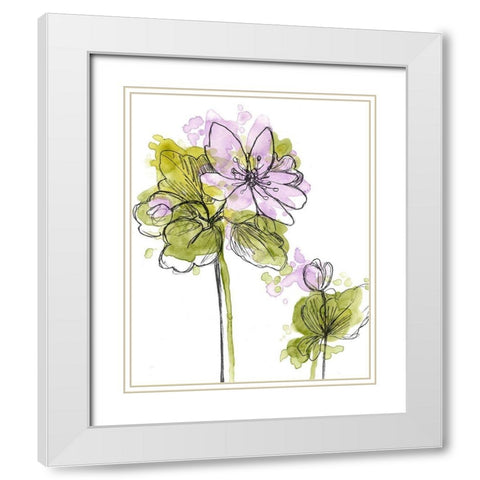 Spring Contours II White Modern Wood Framed Art Print with Double Matting by Vess, June Erica
