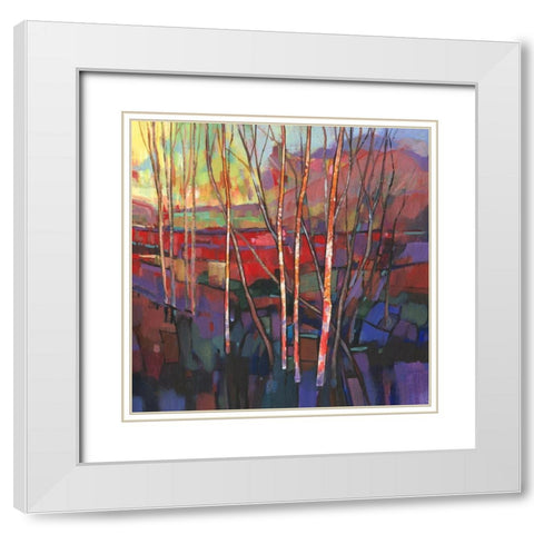 Patchwork Trees I White Modern Wood Framed Art Print with Double Matting by OToole, Tim