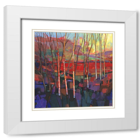 Patchwork Trees II White Modern Wood Framed Art Print with Double Matting by OToole, Tim