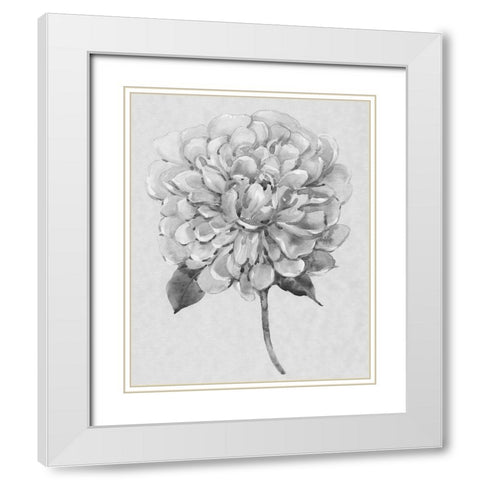 Silvertone Floral I White Modern Wood Framed Art Print with Double Matting by OToole, Tim