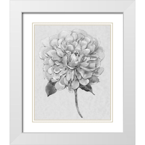Silvertone Floral I White Modern Wood Framed Art Print with Double Matting by OToole, Tim