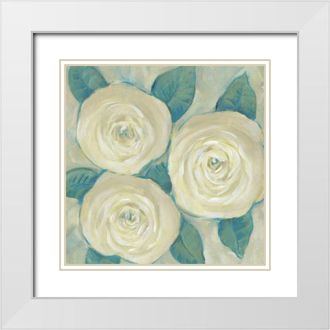 Roses in Bloom I White Modern Wood Framed Art Print with Double Matting by OToole, Tim