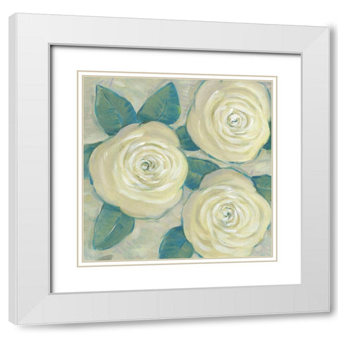 Roses in Bloom II White Modern Wood Framed Art Print with Double Matting by OToole, Tim