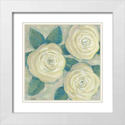 Roses in Bloom II White Modern Wood Framed Art Print with Double Matting by OToole, Tim