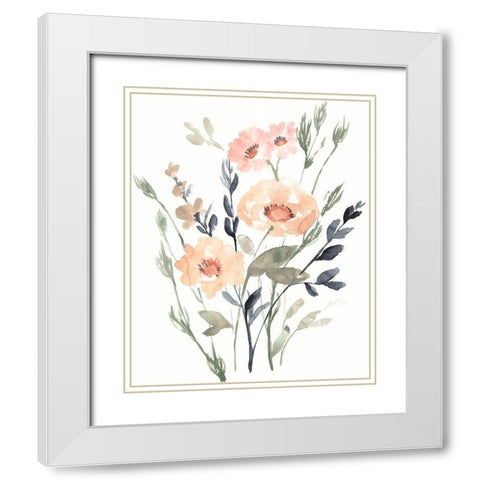 Peach and Paynes Bouquet I White Modern Wood Framed Art Print with Double Matting by Goldberger, Jennifer