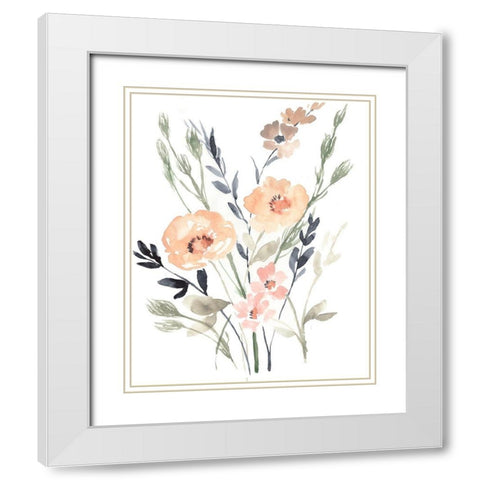 Peach and Paynes Bouquet II White Modern Wood Framed Art Print with Double Matting by Goldberger, Jennifer