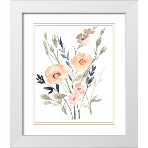 Peach and Paynes Bouquet II White Modern Wood Framed Art Print with Double Matting by Goldberger, Jennifer