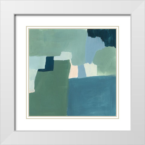 Teal and Sage I White Modern Wood Framed Art Print with Double Matting by Barnes, Victoria