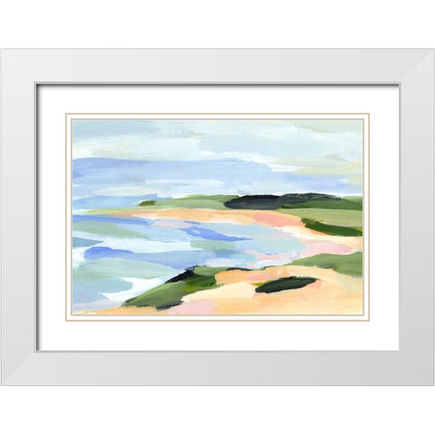 Pastel Coastline I White Modern Wood Framed Art Print with Double Matting by Warren, Annie