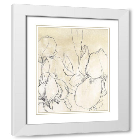 Iris Garden Sketch I White Modern Wood Framed Art Print with Double Matting by Vess, June Erica