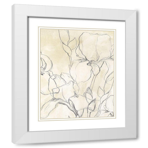 Iris Garden Sketch II White Modern Wood Framed Art Print with Double Matting by Vess, June Erica