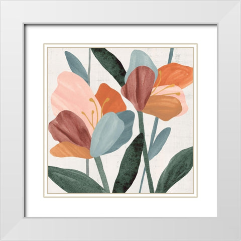 Azalea Joining II White Modern Wood Framed Art Print with Double Matting by Warren, Annie
