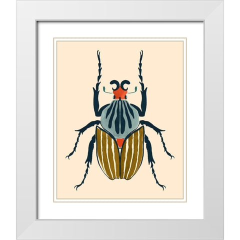Beetle Bug I White Modern Wood Framed Art Print with Double Matting by Barnes, Victoria